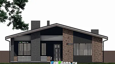 Проект одноэтажного дома 13 на 15, площадью 150 м² с террасой и 3 спальнями (F-0809) — фасад 3