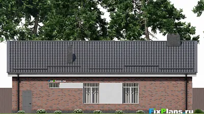 Проект одноэтажного дома 12 на 17, площадью 140 м² с гаражом на 1 машину и 3 спальнями (F-0998) — фасад 6