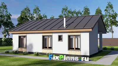 Проект одноэтажного дома 10 на 13, площадью 80 м² с 3 спальнями — фасад 2