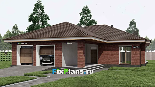 Проект одноэтажного дома 16 на 20, площадью 450 м² с террасой, гаражом на 2 машины и 6 спальнями