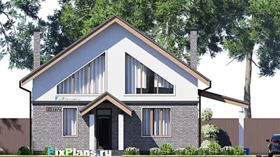 Проект дома с мансардой 12 на 13, площадью 180 м² с террасой и 4 спальнями — фасад 3