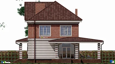 Проект двухэтажного дома 10 на 14, площадью 290 м² с террасой и 4 спальнями — фасад 6