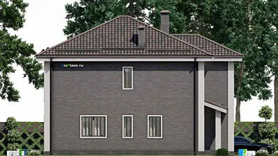 Проект двухэтажного дома 12 на 14, площадью 190 м² с 4 спальнями (F-5498) — фасад 4