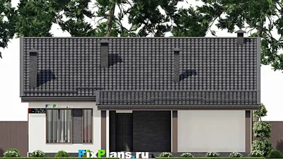 Проект одноэтажного дома 12 на 13, площадью 120 м² с 3 спальнями — фасад 3