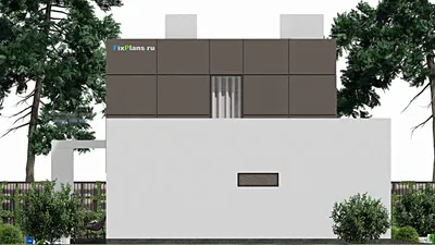 Проект двухэтажного дома 11 на 19, площадью 230 м² с террасой, балконом, гаражом на 2 машины и 4 спальнями — фасад 6