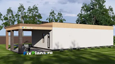 Проект одноэтажного дома 10 на 23, площадью 150 м² с 1 спальнями — фасад 2