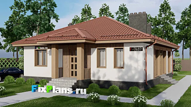 Проект одноэтажного дома 12 на 15, площадью 140 м² с 4 спальнями