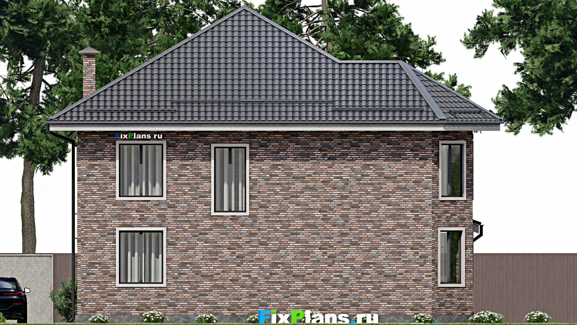 F-4949 - Проект двухэтажного дома 11 на 13, площадью 190 м² с террасой и 3 спальнями