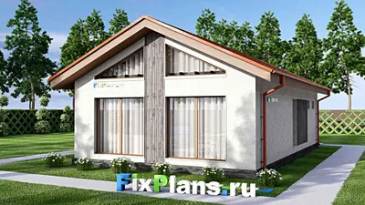 Проект одноэтажного дома 9 на 15, площадью 90 м² с 2 спальнями — фасад 2