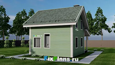 Проект дома с мансардой 7 на 10, площадью 100 м² с 3 спальнями — фасад 2