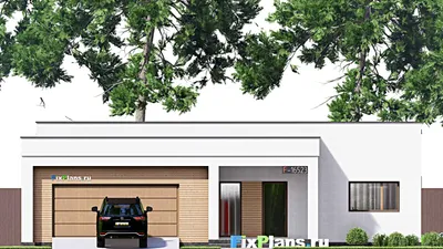 Проект одноэтажного дома 16 на 17, площадью 210 м² с 4 спальнями — фасад 3