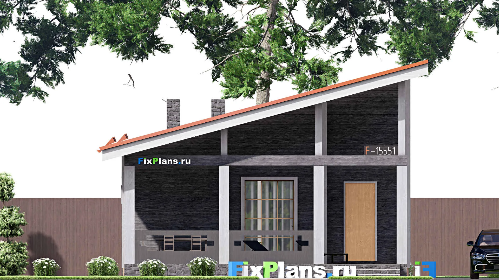 F-15551 - Проект бани 9 на 9, площадью 70 м² с комнатой отдыха, терассой и санузлом