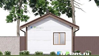 Проект бани 6 на 8, площадью 30 м² с комнатой отдыха и терассой — фасад 6