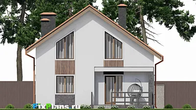 Проект дома с мансардой 10 на 14, площадью 150 м² с 4 спальнями — фасад 6