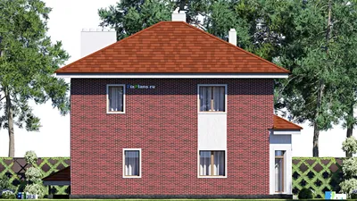 Проект двухэтажного дома 11 на 14, площадью 260 м² с цокольным этажом и 4 спальнями — фасад 4