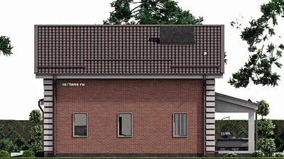 Проект дома с мансардой 10 на 11, площадью 160 м² с террасой, гаражом на 1 машину и 4 спальнями — фасад 5