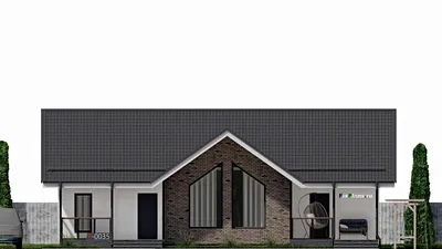 Проект одноэтажного дома 10 на 15, площадью 130 м² с террасой и 3 спальнями (F-0035) — фасад 3