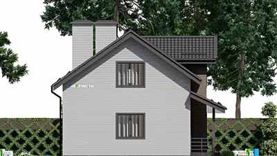 Проект дома с мансардой 9 на 11, площадью 170 м² с террасой и 4 спальнями (F-3815) — фасад 4
