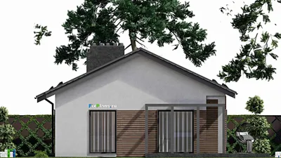 Проект одноэтажного дома 10 на 16, площадью 170 м² с террасой и 3 спальнями — фасад 5