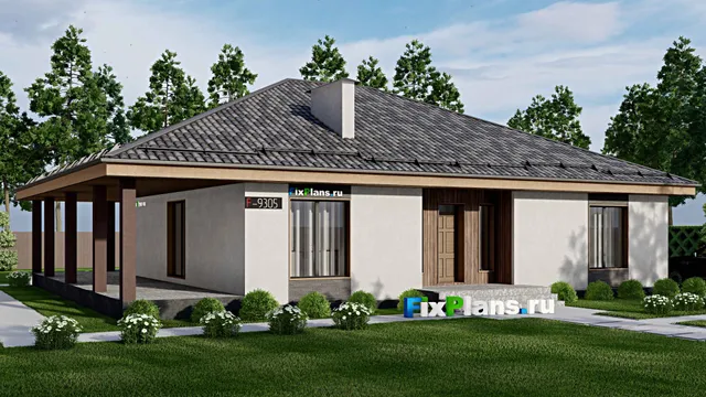 Проект одноэтажного дома 16 на 19, площадью 240 м² с 4 спальнями
