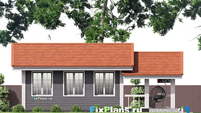 Проект бани 8 на 12, площадью 70 м² с терассой и санузлом — фасад 3