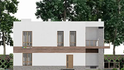 Проект двухэтажного дома 18 на 19, площадью 360 м² с террасой, балконом и 5 спальнями — фасад 4