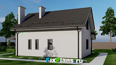 Проект дома с мансардой 9 на 11, площадью 170 м² с террасой и 4 спальнями (F-3815) — фасад 2