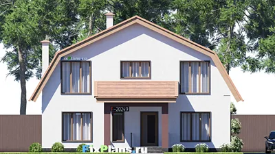 Проект дома с мансардой 12 на 17, площадью 290 м² с террасой, балконом, цокольным этажом и 6 спальнями — фасад 3