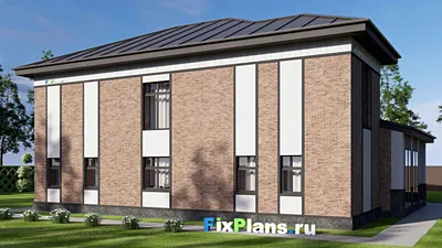 Проект двухэтажного дома 14 на 18, площадью 310 м² с террасой и 4 спальнями — фасад 2