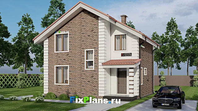 Проект дома с мансардой 9 на 9, площадью 120 м² с 3 спальнями