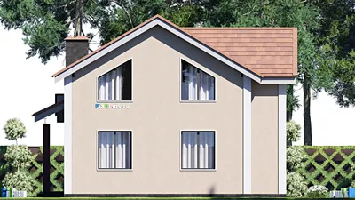 Проект дома с мансардой 12 на 14, площадью 160 м² с 5 спальнями — фасад 4