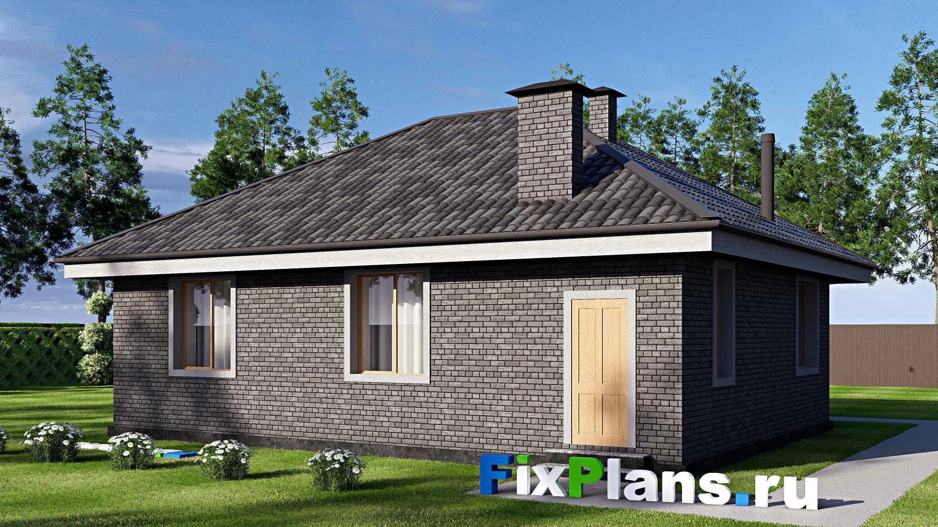 F-18944 - Проект одноэтажного дома 10 на 12, площадью 90 м² с 3 спальнями