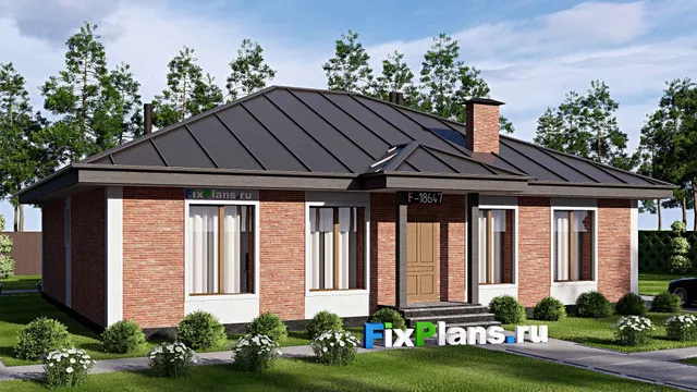 Проект одноэтажного дома 16 на 16, площадью 170 м² с террасой и 4 спальнями
