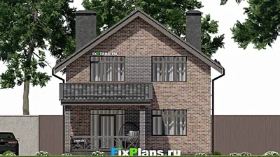 Проект дома с мансардой 9 на 12, площадью 150 м² с террасой, балконом и 5 спальнями — фасад 6