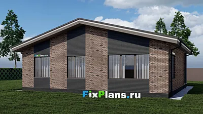 Проект одноэтажного дома 13 на 15, площадью 150 м² с террасой и 3 спальнями (F-0809) — фасад 2