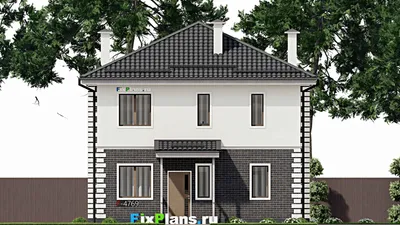 Проект двухэтажного дома 10 на 11, площадью 160 м² с террасой и 4 спальнями (F-4769) — фасад 3