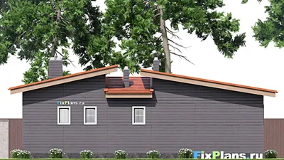 Проект бани 8 на 14, площадью 70 м² с 2 санузлами — фасад 6
