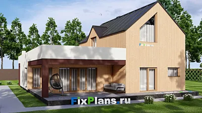 Проект дома с мансардой 15 на 20, площадью 410 м² с 3 спальнями — фасад 2
