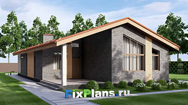 Проект одноэтажного дома 11 на 22, площадью 200 м² с террасой и 3 спальнями