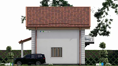 Проект дома с мансардой 9 на 10, площадью 250 м² с балконом и 3 спальнями — фасад 5