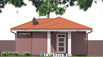 Проект бани 10 на 11, площадью 60 м² с комнатой отдыха и санузлом — фасад 3
