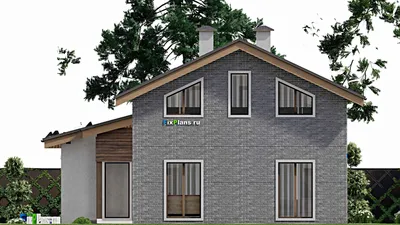 Проект дома с мансардой 13 на 18, площадью 200 м² с 4 спальнями — фасад 5