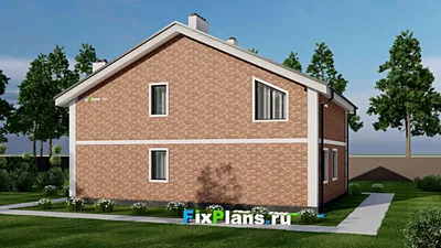 Проект дома с мансардой 11 на 14, площадью 180 м² с террасой и 5 спальнями (F-4292) — фасад 2