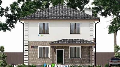 Проект двухэтажного дома 10 на 15, площадью 180 м² с террасой и 2 спальнями — фасад 3