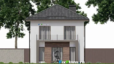 Проект двухэтажного дома 9 на 13, площадью 140 м² с террасой, балконом и 4 спальнями — фасад 6