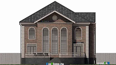 Проект двухэтажного дома 15 на 17, площадью 300 м² с 5 спальнями — фасад 6