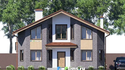 Проект дома с мансардой 12 на 18, площадью 220 м² с террасой и 5 спальнями — фасад 3