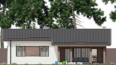 Проект одноэтажного дома 10 на 14, площадью 140 м² с террасой и 3 спальнями (F-4544) — фасад 6
