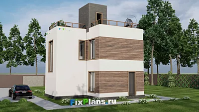 Проект двухэтажного дома 9 на 10, площадью 70 м² с 2 спальнями — фасад 2