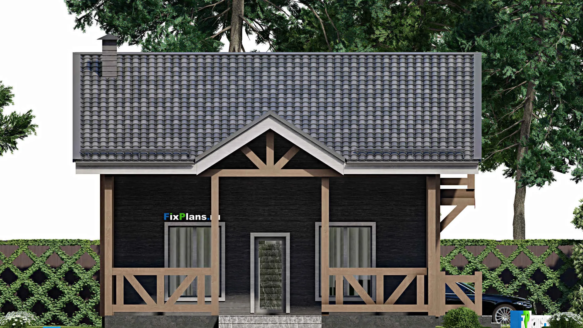 F-10232 - Проект дома с мансардой 11 на 13, площадью 170 м² с террасой, балконом и 4 спальнями